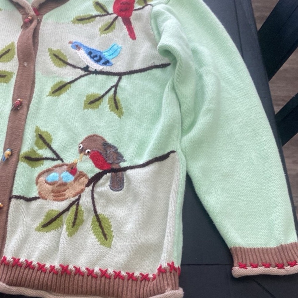 Storybook Knits Bird watcher Embroidered Cardigan - Picture 4 of 11